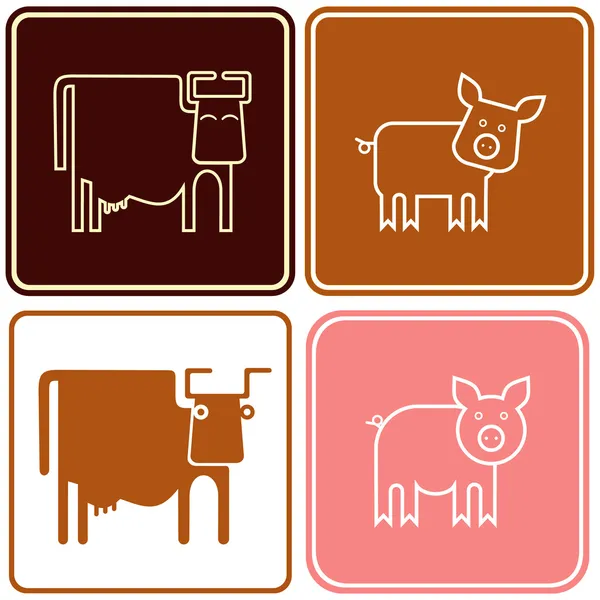 Pig and cow - sign — Stock Vector