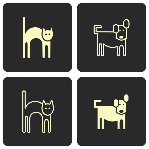 Cão e gato - ícones vetoriais, símbolos —  Vetores de Stock