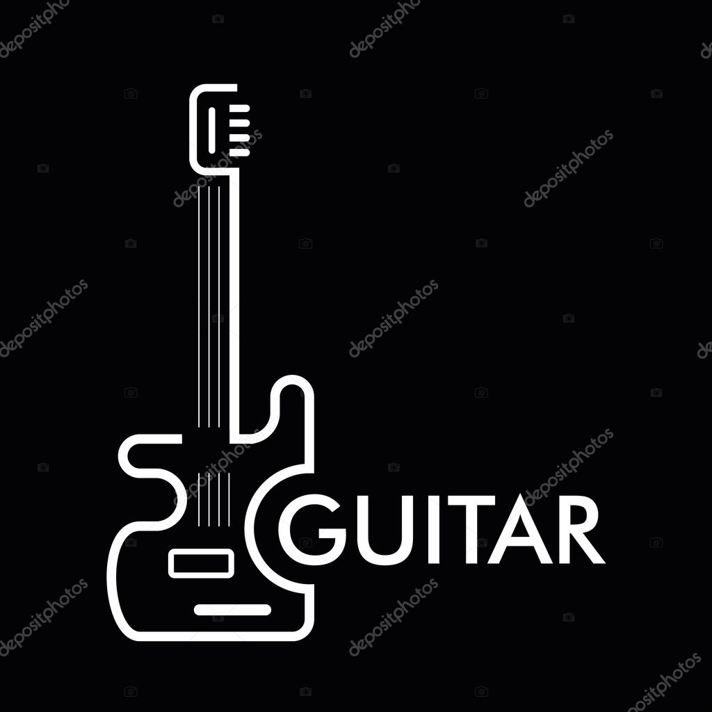 Guitar - vector stylized icon on black background. Design element.