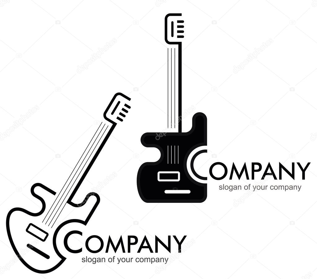 Guitar - vector stylized icon. Can be used as logotype (logo) for your company. Design element.