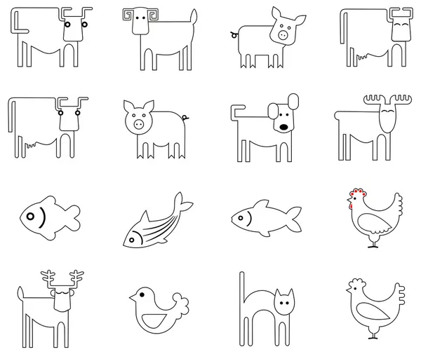 Zvířata - sada vektorových symbolů — Stockový vektor