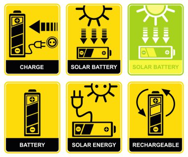 Solar battery, charge, recharge clipart