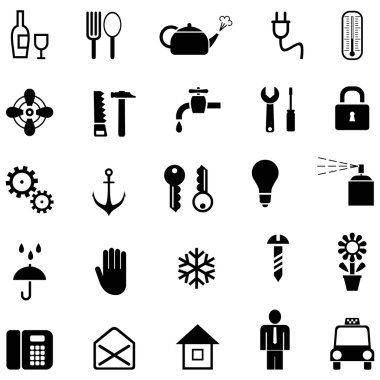 Set of household icons clipart