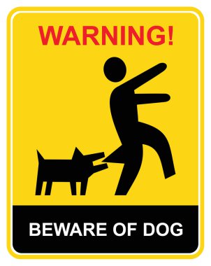 Warning - beware of dog clipart