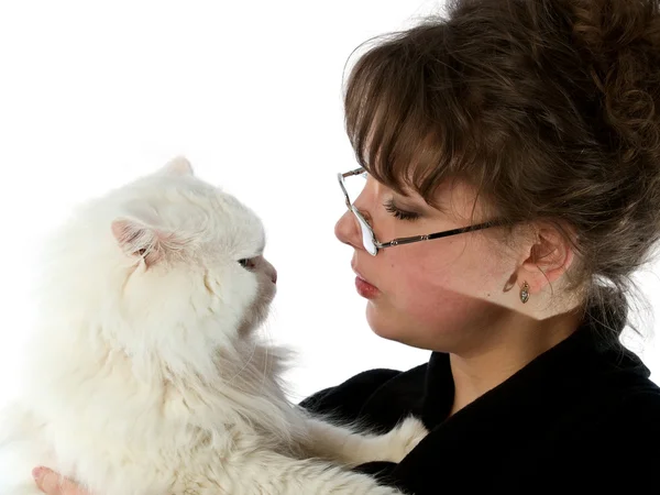 Lady with Cat — Stock Photo, Image