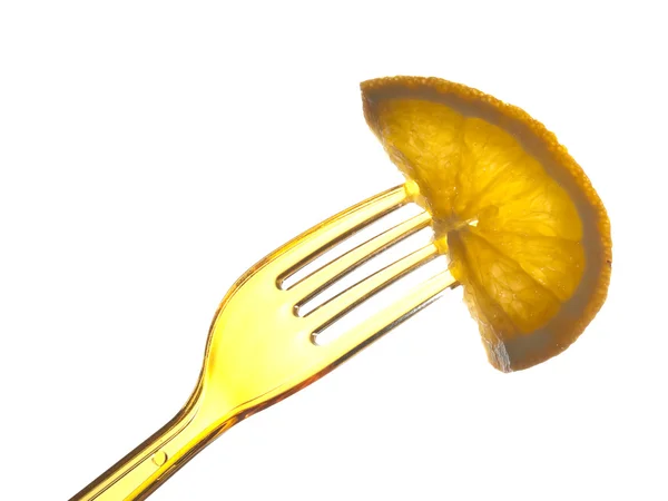 Plastic vork met oranje cantle — Stockfoto