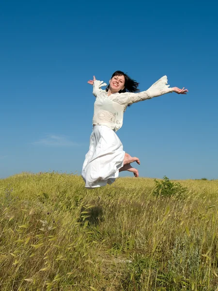Happy Lady Running — Stock Photo, Image