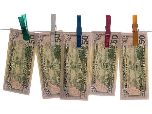 Dollars on Clothesline — Stock Photo, Image