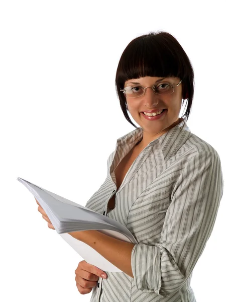 Молода бізнес-леді з паперами — стокове фото