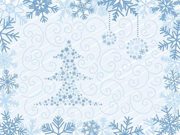 雪の結晶で抽象的なクリスマスの背景 — ストックベクタ
