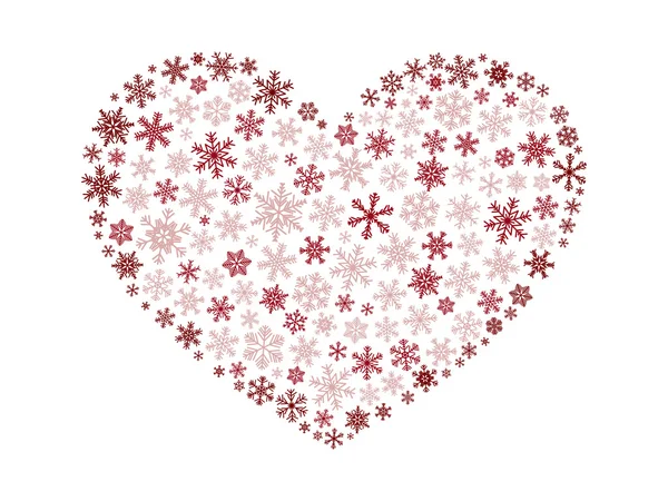 Corazón de copo de nieve — Vector de stock