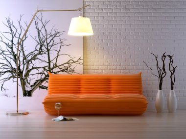 bright interior in a modern style. 3 d render  clipart