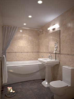 3 d rendering of a modern bathroom  clipart