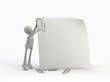 3 d white people with a big blank folder 
