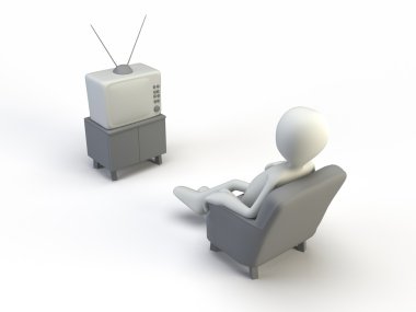 3 d man watching tv 