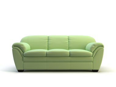 3 d rendering of a modern green sofa isolated on white background.  clipart