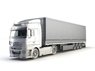 3 d rendering white truck with green background 