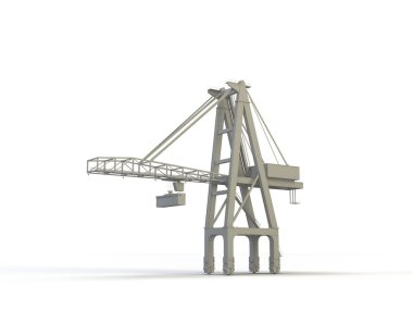 3 d rendering of a reflective crane isolated on a studio background 