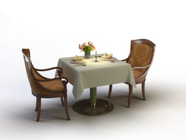 3 d illustration of a dining room 