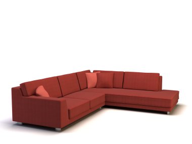 3 d render of a red sofa on a white background 