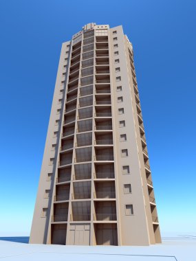 3 d render of a hotel building 