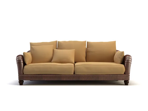 Modern Luxury Leather Sofa White Background — Zdjęcie stockowe