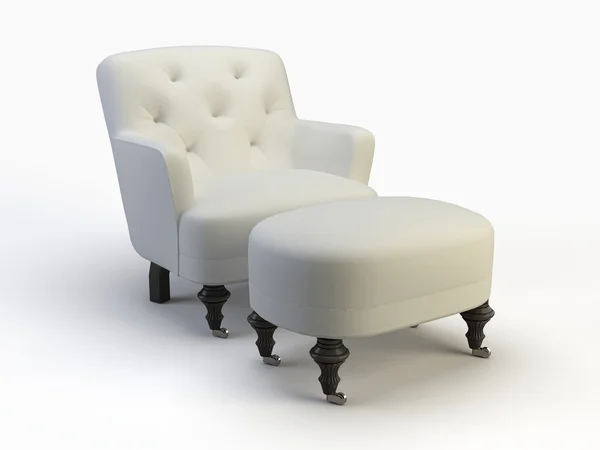Modern White Armchair Isolated White Background — 스톡 사진