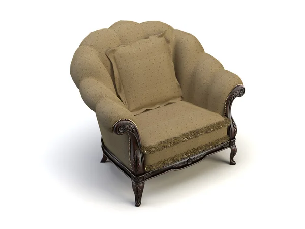 Antique Vintage Armchair Isolated White Clipping Path — Stockfoto