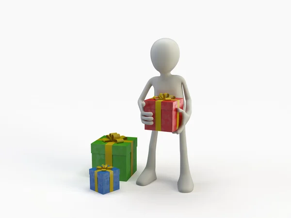 Render Person Gift — Stock Photo, Image