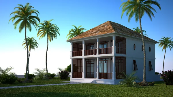 stock image 3 d render of a luxury house on a blue sky 