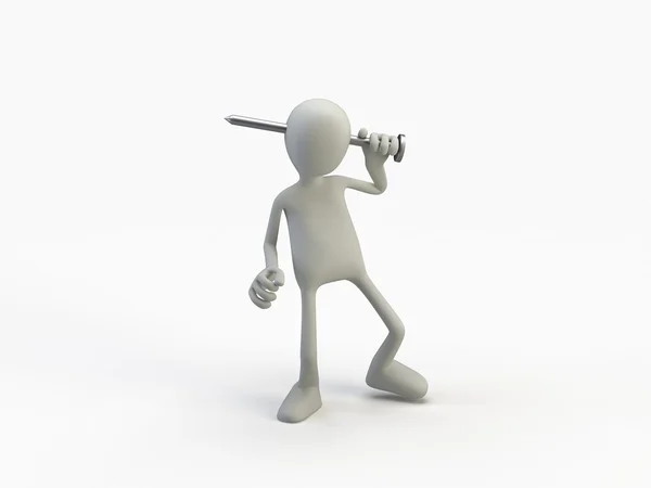 Character Holding Small Hammer — Stock Photo, Image