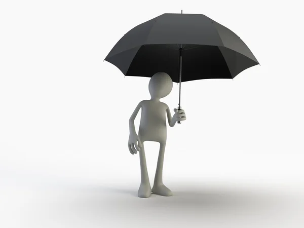 stock image 3 d render of an umbrella with a man in front of an isolated background 