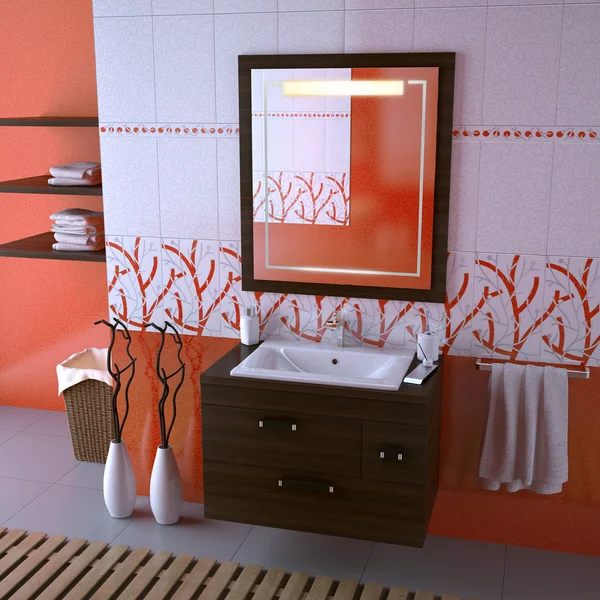 Bathroom Interior Design Render — 图库照片