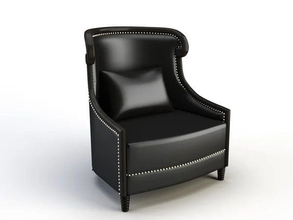 Black Luxury Armchair Leather Armchair Isolated White Background — 图库照片