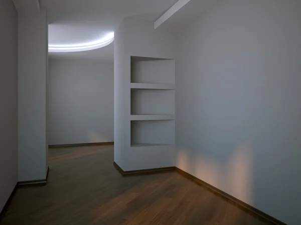 Empty Room Wooden Shelves — Stok fotoğraf