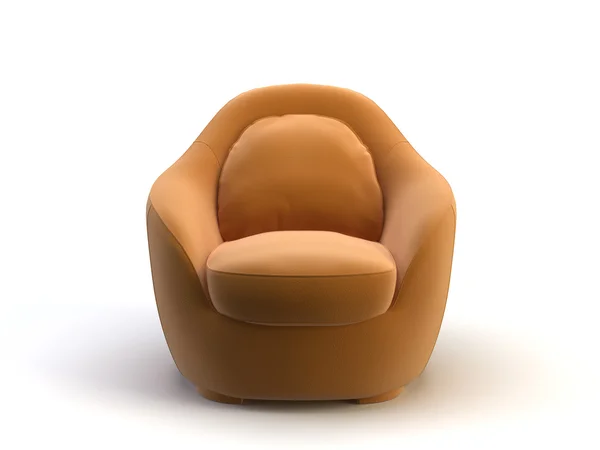 Brown Leather Armchair White Background — ストック写真