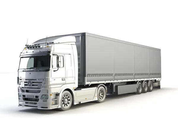 Rendering White Truck Green Background — 스톡 사진