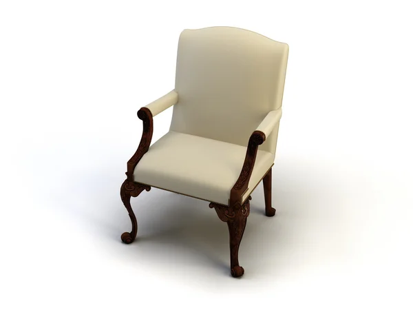 Cadeira Madeira Antiga Isolada Fundo Branco — Fotografia de Stock