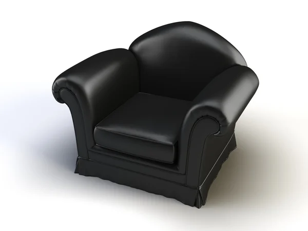 Черное Кожаное Кресло Белом Фоне — стоковое фото