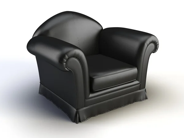 Modern Black Leather Sofa Isolated Black Background — Photo