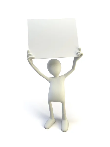 Character Holding Blank Sign — Stockfoto