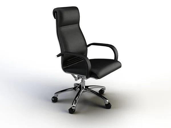 Modern Office Chair Black Leather Seat Isolated White Background — ストック写真