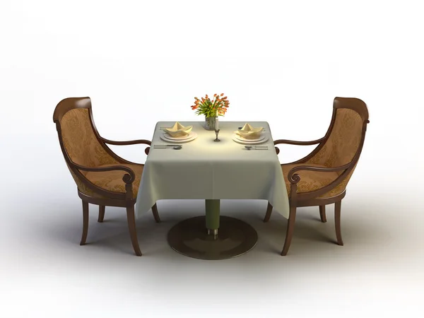 Render Restaurant Setting Open Dining Table Chairs — Stock fotografie