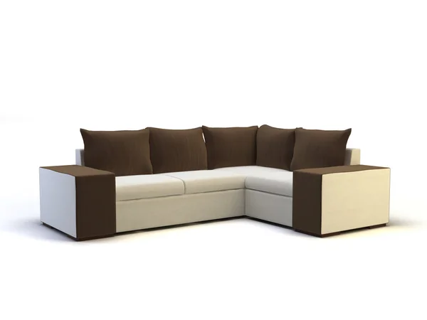 Rendering Sofa White Background Studio — Fotografia de Stock