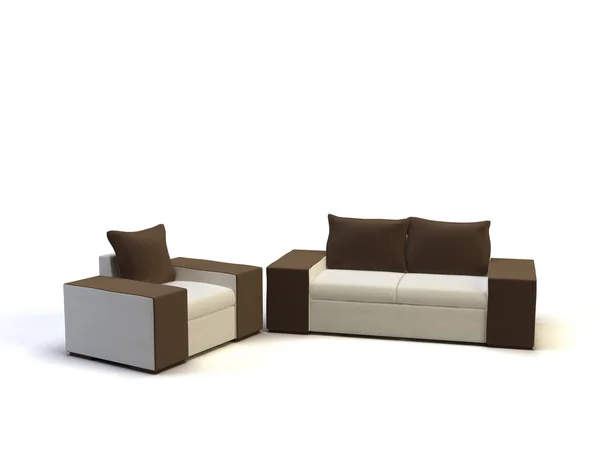 Sofa Terisolasi Dengan Latar Belakang Putih Termasuk Tapak Kliping — Stok Foto