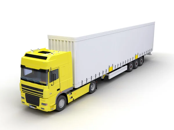 Yellow Cargo Truck White Background — Stockfoto