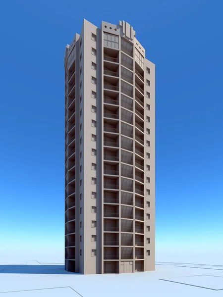 Modern Building Rendered Blue Sky — стоковое фото