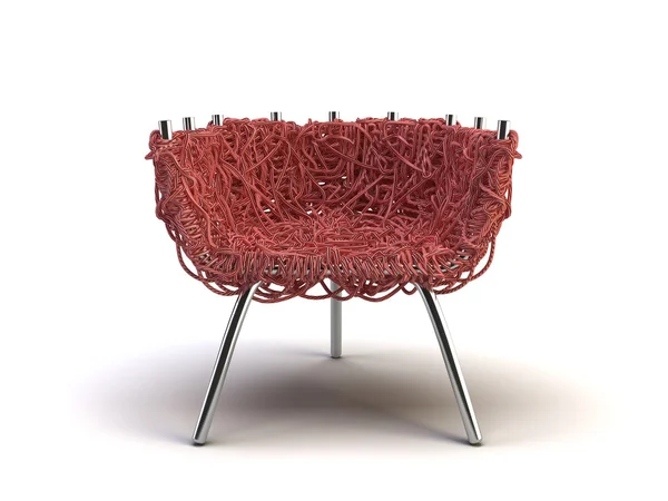 Abstract Red Wire Frame Chair White Background — 스톡 사진