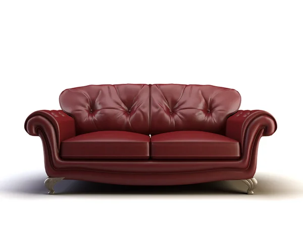 Fotel Skórzany Czerwony Białym Tle — Zdjęcie stockowe