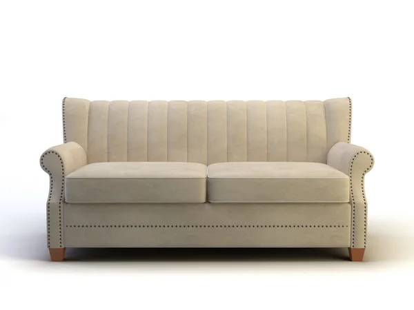 白い背景で隔離の近代的な革のソファ — ストック写真